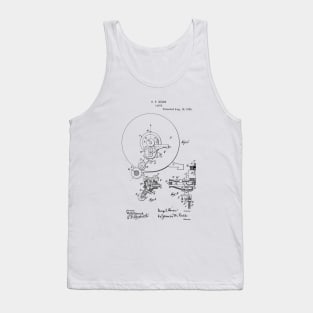 Lathe Woodworking Vintage Retro Patent Hand Drawing Funny Novelty Gift Tank Top